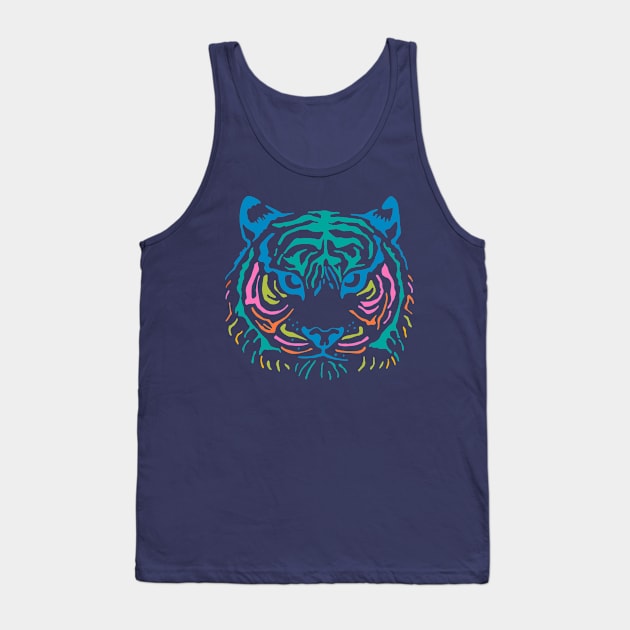 TIGER'S EYE Staring Wild Big Cat Tiger Face Head in Rainbow Colours - UnBlink Studio by Jackie Tahara Tank Top by UnBlink Studio by Jackie Tahara
